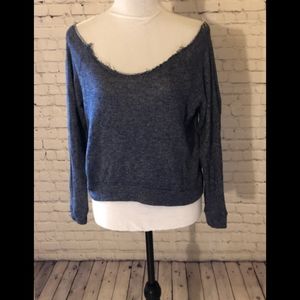 EUC YMI Heather blue cut edge crop sweatshirt - small